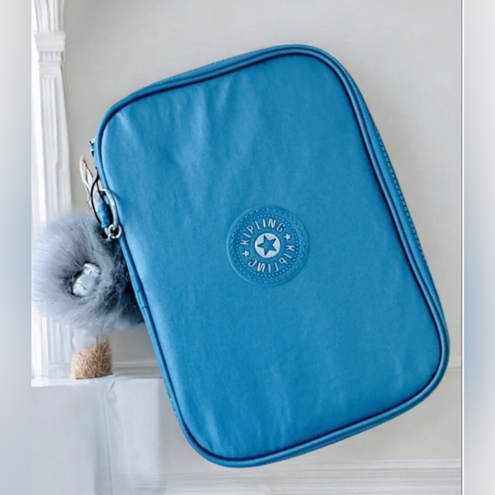 Kipling 100 Pens Metallic Cosmetic Case Accessories Aqua Tides